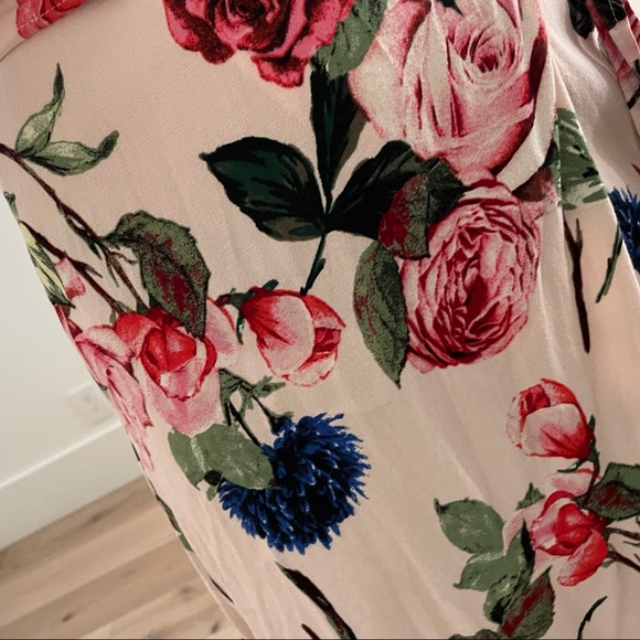 AFRM Floral Wrap Tie Dress beach coverup XS puff shoulder pink rose - Picture 13 of 17